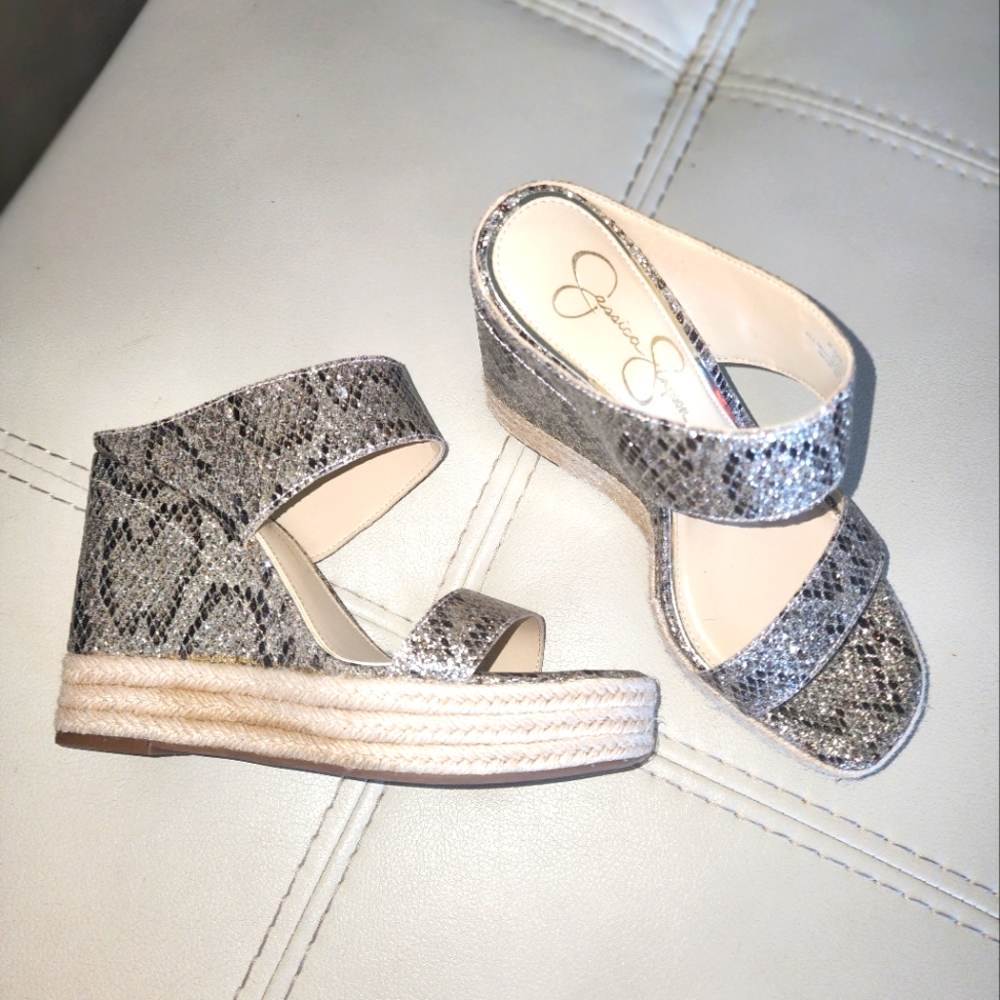 Jessica Simpson Saphita wedge slip-on heels,  sz 8.5